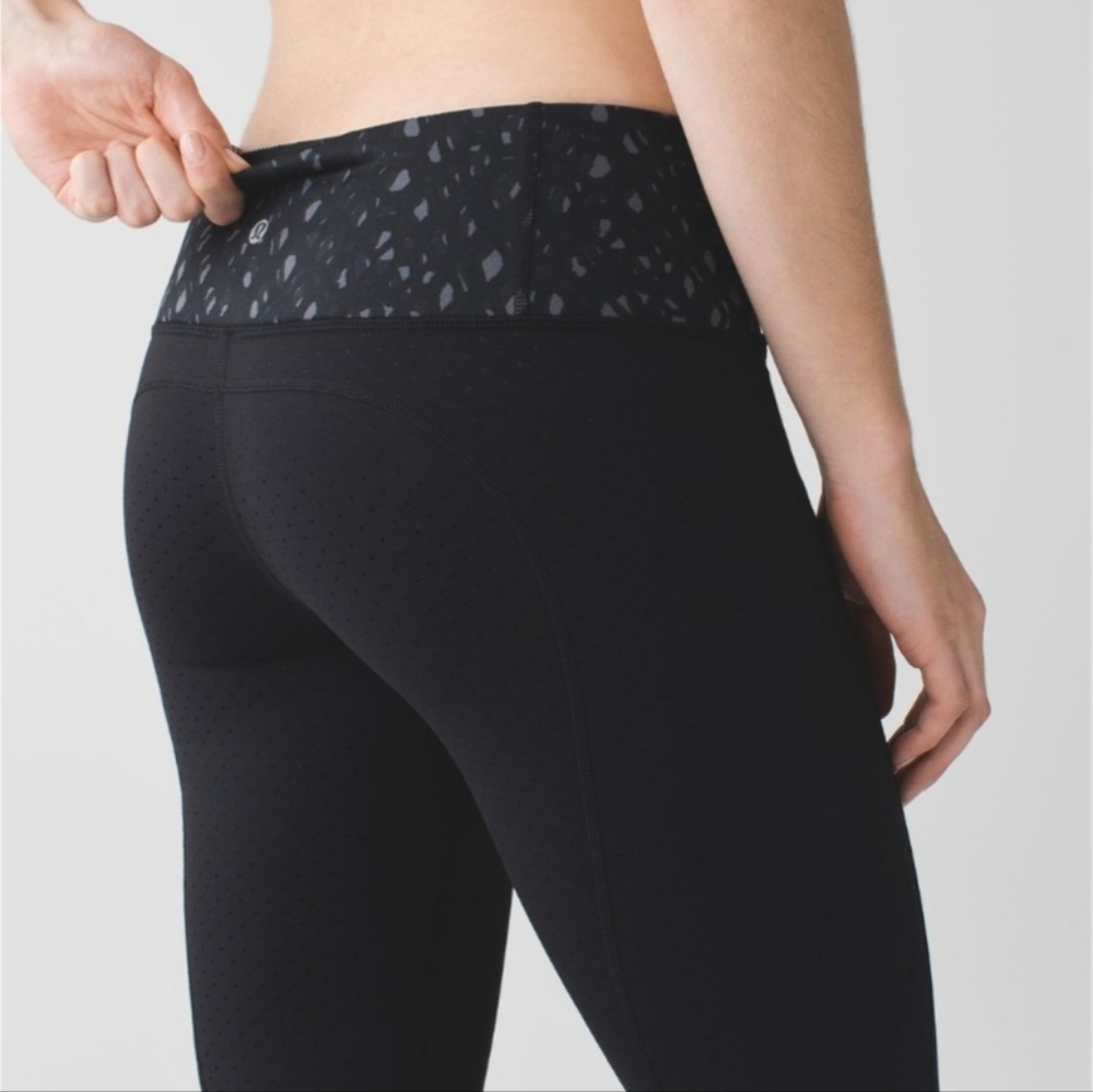 Lululemon black cropped leggings,  gather and grow, size 2
